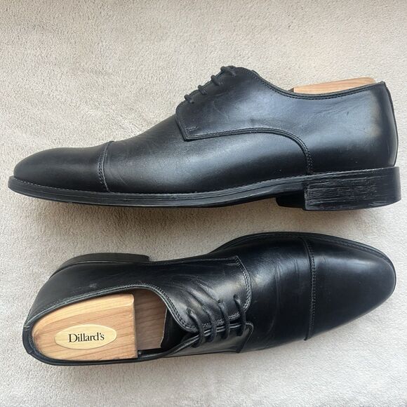 Charles Tyrwhitt Black Leather‎ Cap Toe Oxford Dress Shoes Men\'s 8 Lace Up Work main image 15